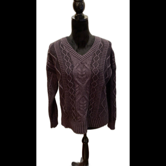 Time and Tru Womens Sweater Dark Grey Sz Small measure like Med Thick Cable Knit - Picture 1 of 12